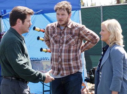 Nick Offerman, Chris Pratt, Amy Poehler, Parks and Recreation Nick Offerman, Chris Pratt, Amy Poehler, Parks and Recreation